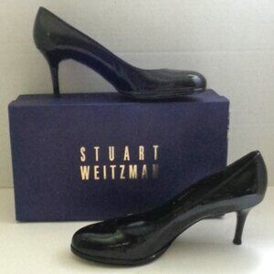 Stuart Weitzman Shoes Black Patent Leather Pump Heels Size 7.5 N Spain